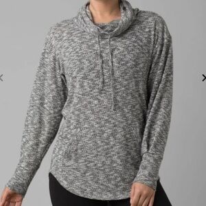 Prana Marled Gray and Black Frieda Cowl Neck‎ Sweater